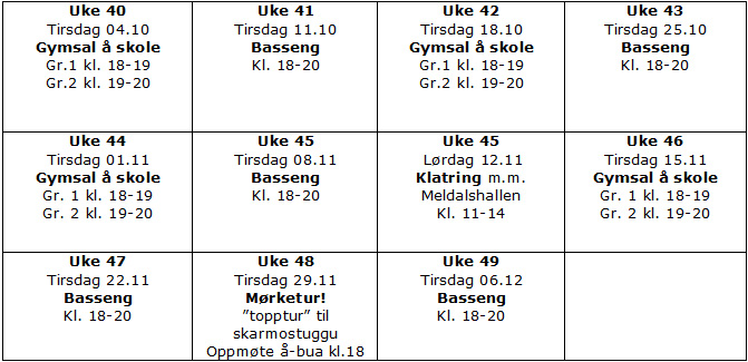 Idrettsskole tider