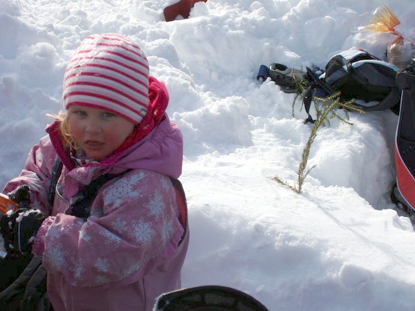 Andrea koser seg i snøen. Foto: Anne Mari Svinsaas