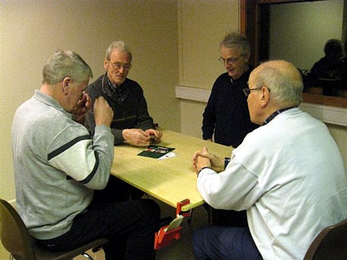 På bildet f.v.Gunnar - Odd - Torstein - Ivar, Storås bridgeklubb